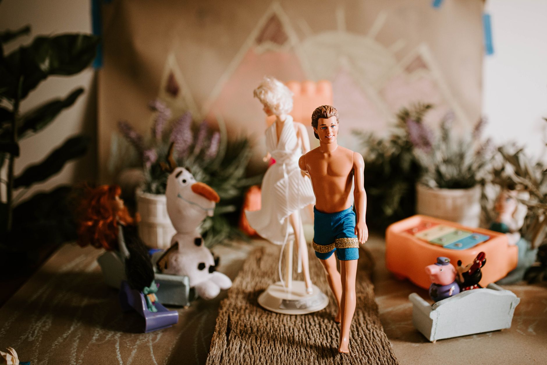 just married couple of toys at wedding celebration